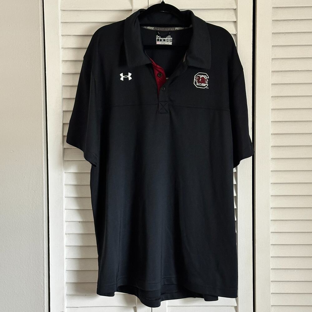 Under Armour South Carolina Gamecocks Polo XL Black HeatGear College Football